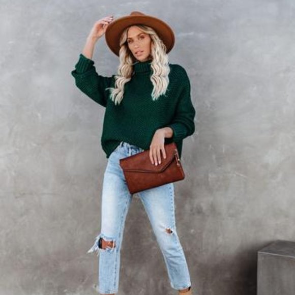 Warm Embrace Emerald Green Turtleneck Sweater - Picture 9 of 13